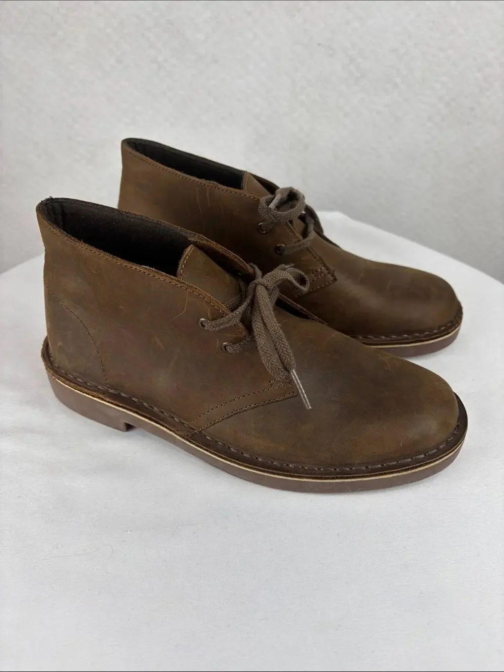 Clarks Collection Acre Bridge Brown Leather Chukka Desert Boots Women’s 7.5